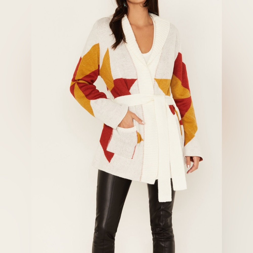 EUC- Jen’s Pirate Booty Freedom Star Cardigan with Belt